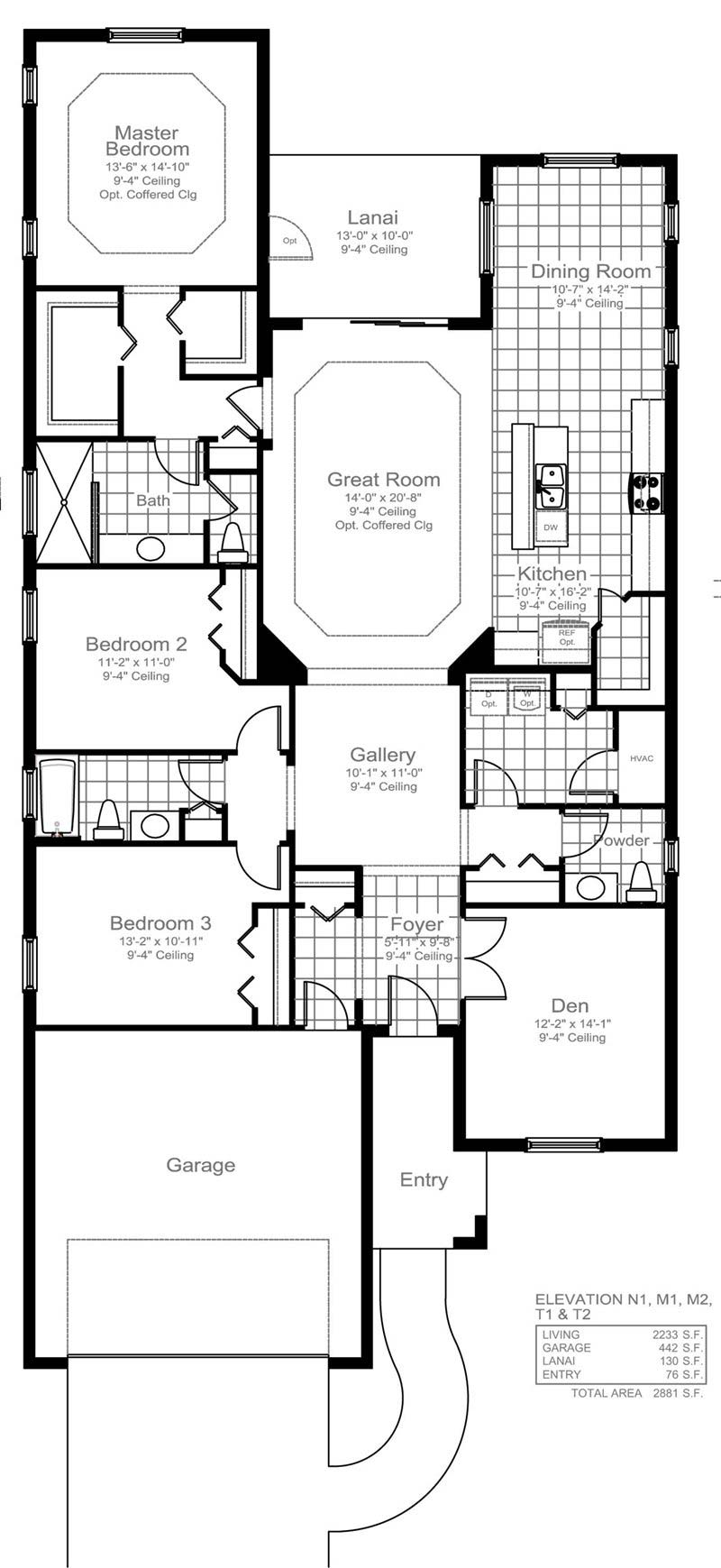 Starlight Floor Plan in Canopy, Naples by Neal Communities, 3 Bedrooms, 2.5 Bathrooms, 2 Car garage, 2,233 Square feet, 1 Story home